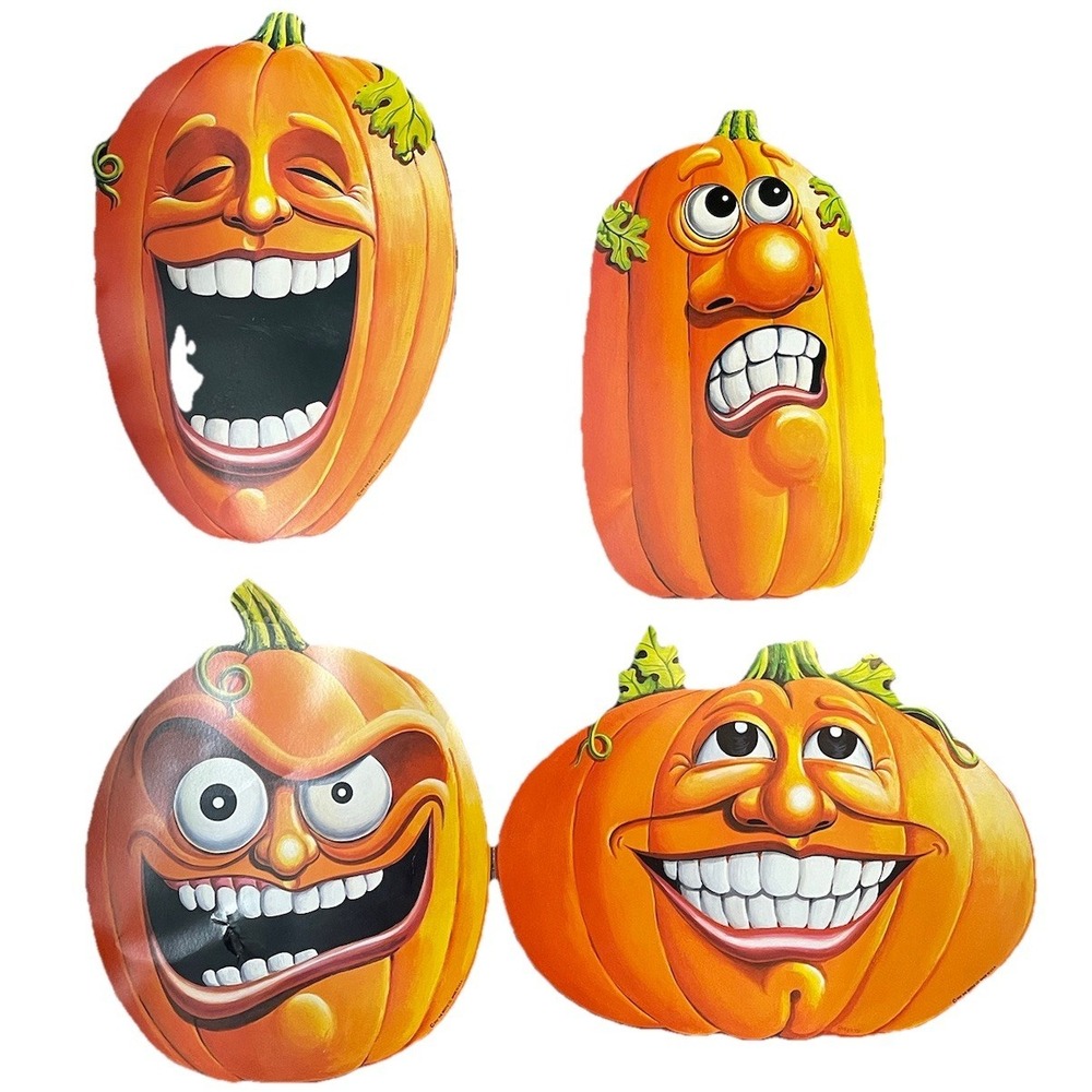 Vintage 1997 BEISTLE Die Cut Jack O Lantern Wall Cut Outs Pumpkin Faces Die Cut